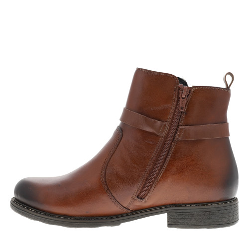 Thumbnail Boots en cuir cognac à talon décroché bas dotées d'un zip latéral - Image 3