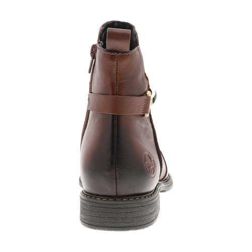 Thumbnail Boots en cuir cognac à talon décroché bas dotées d'un zip latéral - Image 4