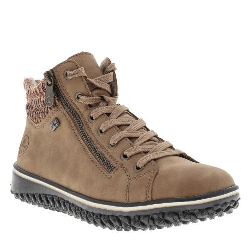 Thumbnail Bottines brunes à talon plat munies de lacets et d'un zip latéral - Image 2