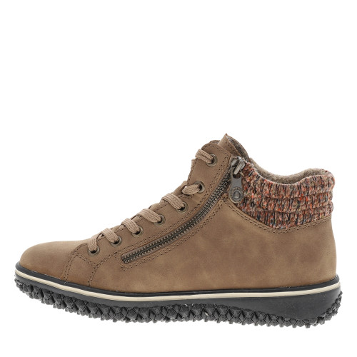 Thumbnail Bottines brunes à talon plat munies de lacets et d'un zip latéral - Image 3