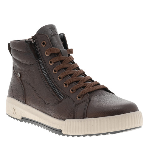 Thumbnail Bottines en cuir grainé chocolat munies de lacets et d'un zip latéral - Image 2