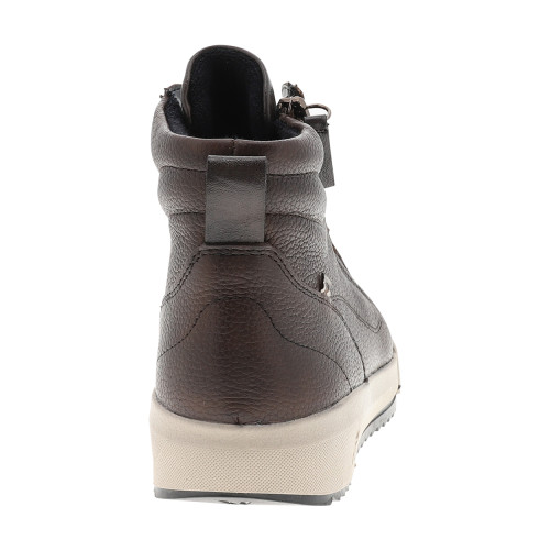 Thumbnail Bottines en cuir grainé chocolat munies de lacets et d'un zip latéral - Image 4