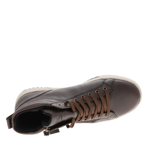 Thumbnail Bottines en cuir grainé chocolat munies de lacets et d'un zip latéral - Image 5