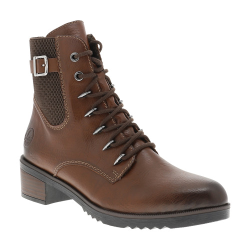 Thumbnail Bottines marron à talon décroché moyen munies de lacets et d'un zip latéral - Image 2