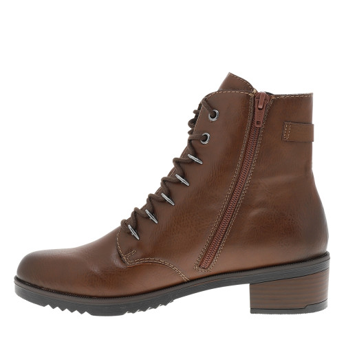 Thumbnail Bottines marron à talon décroché moyen munies de lacets et d'un zip latéral - Image 3