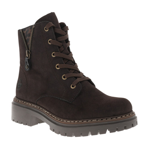 Thumbnail Bottines marron à talon décroché bas pourvues de lacets et d'un zip latéral - Image 2