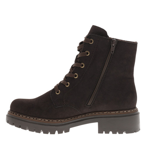 Thumbnail Bottines marron à talon décroché bas pourvues de lacets et d'un zip latéral - Image 3