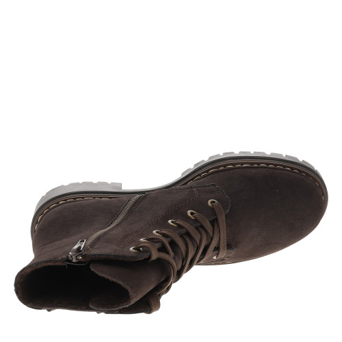 Thumbnail Bottines marron à talon décroché bas pourvues de lacets et d'un zip latéral - Image 5