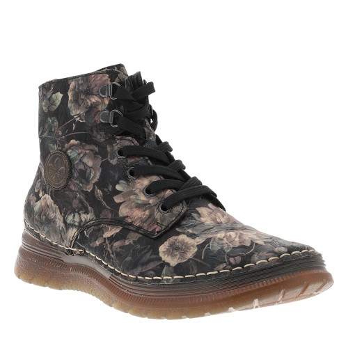 Thumbnail Bottines à revêtement fleuri multicolore dotées de lacets et d'un zip latéral - Image 2