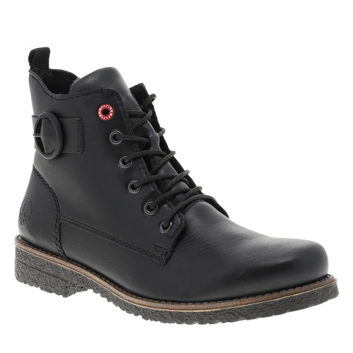 Thumbnail Bottines noires à talon décroché bas munies de lacets et d'un zip latéral - Image 2