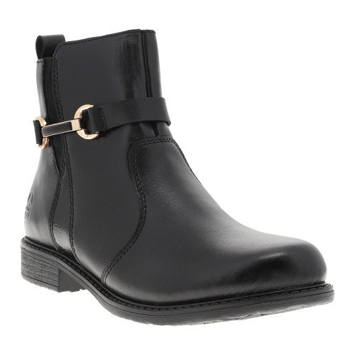 Thumbnail Boots en cuir noir à talon décroché bas dotées d'un zip latéral - Image 2