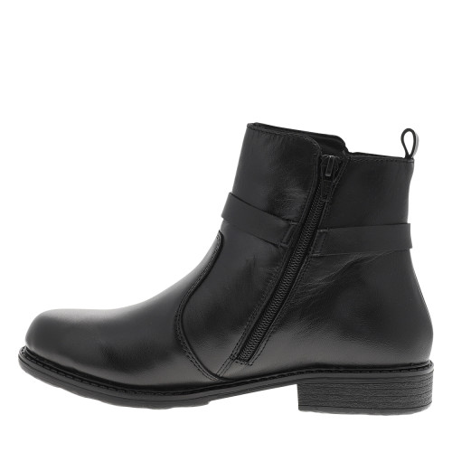 Thumbnail Boots en cuir noir à talon décroché bas dotées d'un zip latéral - Image 3
