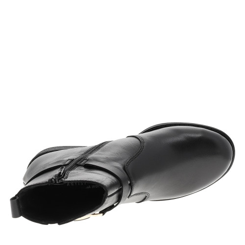Thumbnail Boots en cuir noir à talon décroché bas dotées d'un zip latéral - Image 5