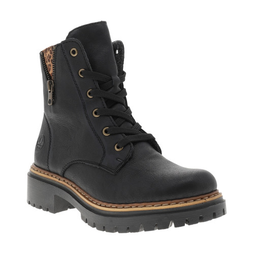 Thumbnail Bottines noires à talon décroché bas ornées d'un empiècement léopard - Image 2