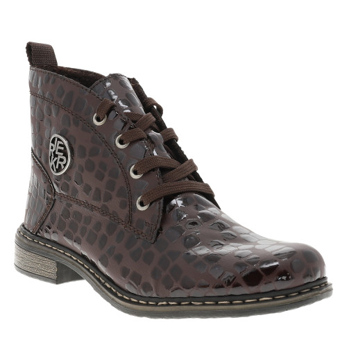 Thumbnail Bottines marron à talon décroché bas pourvues de lacets et d'un zip latéral - Image 2