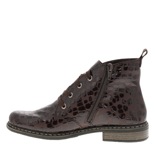 Thumbnail Bottines marron à talon décroché bas pourvues de lacets et d'un zip latéral - Image 3