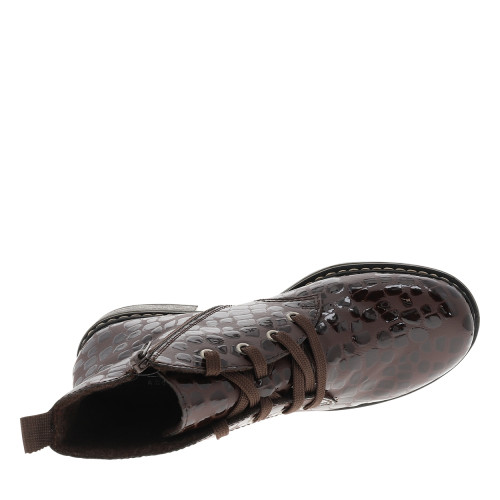 Thumbnail Bottines marron à talon décroché bas pourvues de lacets et d'un zip latéral - Image 5