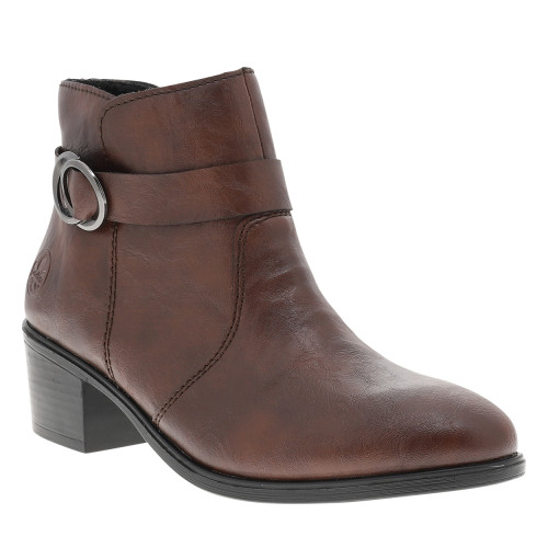 Thumbnail Boots marron à talon décroché haut ornées d'une boucle décorative sur la tige - Image 2