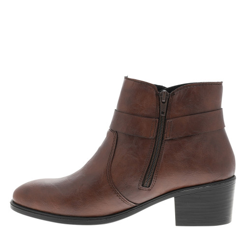 Thumbnail Boots marron à talon décroché haut ornées d'une boucle décorative sur la tige - Image 3