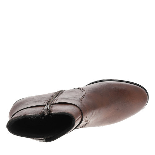 Thumbnail Boots marron à talon décroché haut ornées d'une boucle décorative sur la tige - Image 5