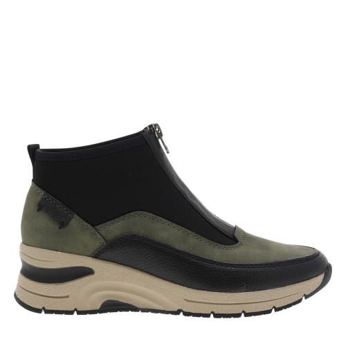 Thumbnail Boots vertes et noires à talon semi-compensée avec un zip central - Image 2