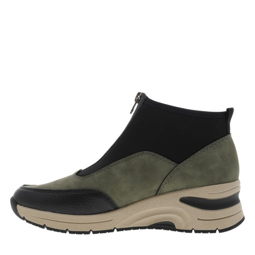 Thumbnail Boots vertes et noires à talon semi-compensée avec un zip central - Image 3