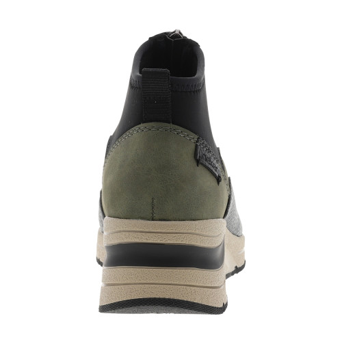 Thumbnail Boots vertes et noires à talon semi-compensée avec un zip central - Image 4