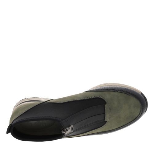 Thumbnail Boots vertes et noires à talon semi-compensée avec un zip central - Image 5