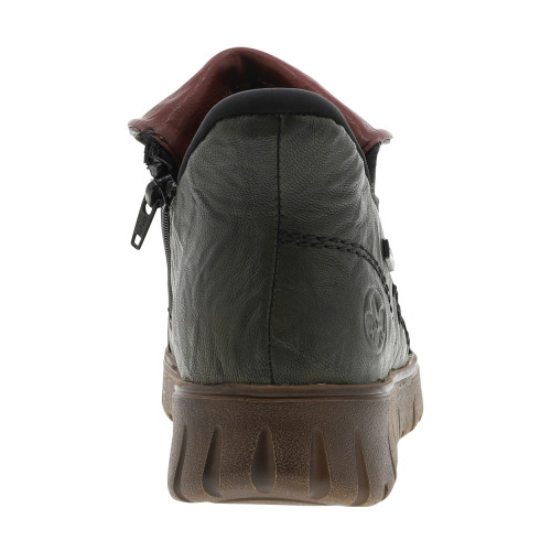 Thumbnail Boots en cuir kaki à talon compensé bas avec un zip et soufflet élastiqué - Image 4