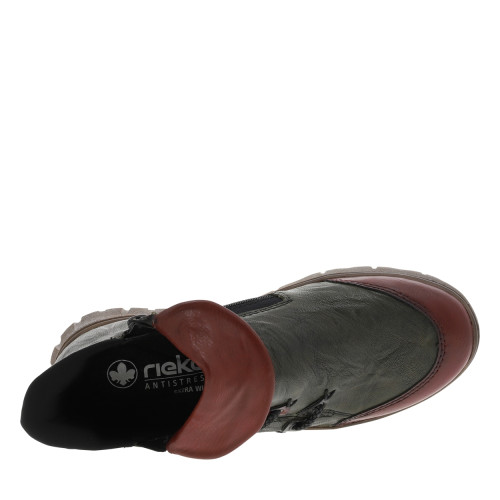 Thumbnail Boots en cuir kaki à talon compensé bas avec un zip et soufflet élastiqué - Image 5