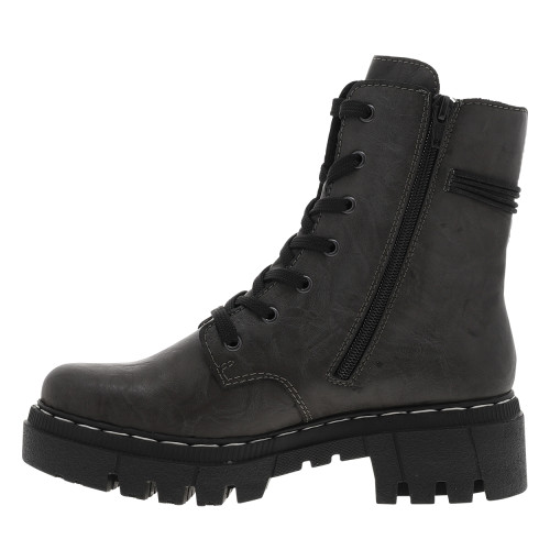 Thumbnail Bottines grises à talon décroché moyen avec des lacets plats et un zip - Image 3