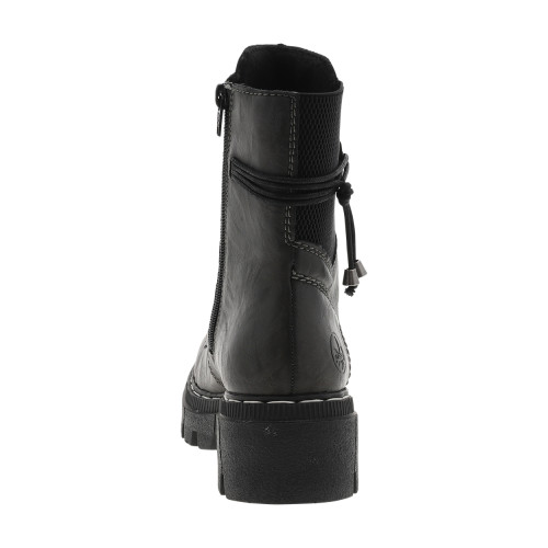 Thumbnail Bottines grises à talon décroché moyen avec des lacets plats et un zip - Image 4