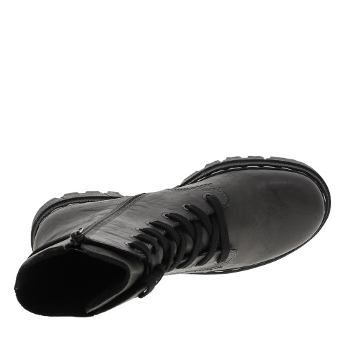 Thumbnail Bottines grises à talon décroché moyen avec des lacets plats et un zip - Image 5