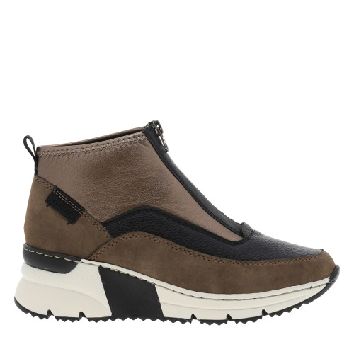 Thumbnail Boots brunes à talon semi-compensée avec un zip sur le devant - Image 2