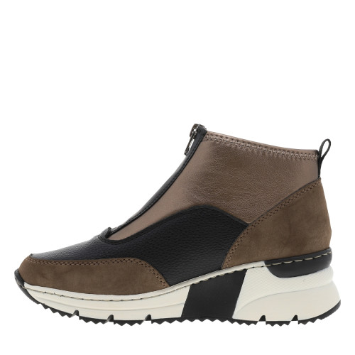 Thumbnail Boots brunes à talon semi-compensée avec un zip sur le devant - Image 3