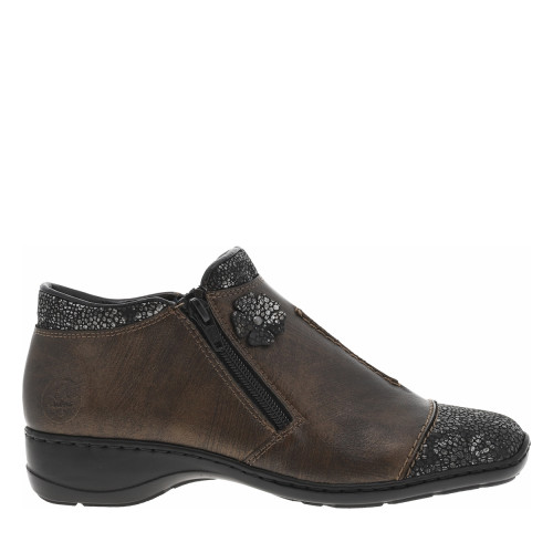 Thumbnail Boots en cuir enduit bronze avec un talon décroché bas et des zips - Image 2