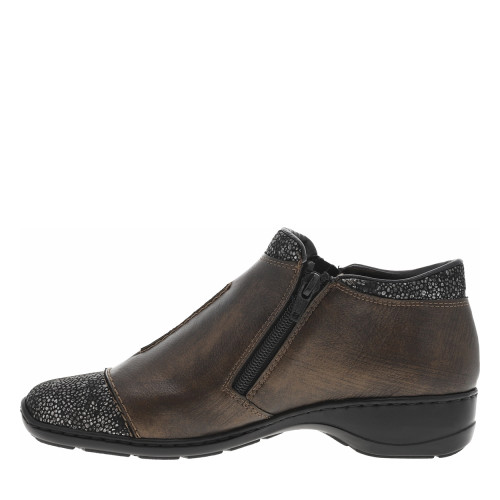 Thumbnail Boots en cuir enduit bronze avec un talon décroché bas et des zips - Image 3