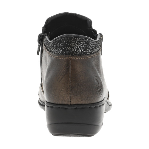 Thumbnail Boots en cuir enduit bronze avec un talon décroché bas et des zips - Image 4