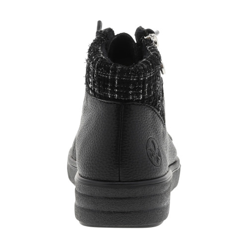 Thumbnail Bottines noires à talon plat avec des lacets élastiqués et un zip latéral - Image 4
