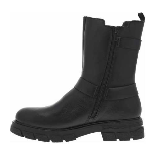 Thumbnail Boots noires à talon décroché bas avec zip, soufflet élastiqué et sangles noires - Image 3