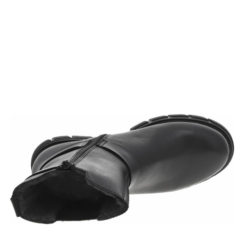 Thumbnail Boots noires à talon décroché bas avec zip, soufflet élastiqué et sangles noires - Image 5
