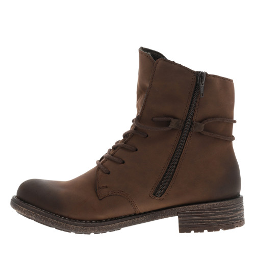 Thumbnail Bottines brunes à talon décroché bas avec des lacets et un zip latéral - Image 3