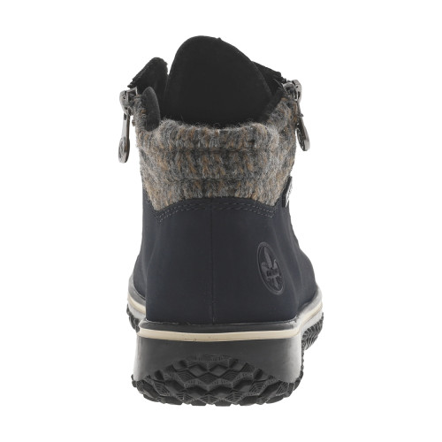 Thumbnail Bottines bleu marine à talon plat avec des lacets et 2 zips latéraux - Image 4