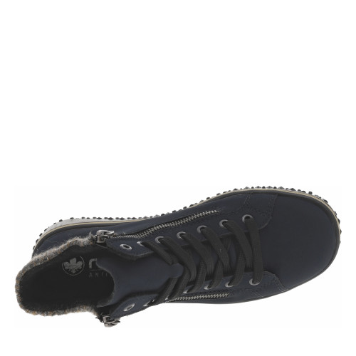 Thumbnail Bottines bleu marine à talon plat avec des lacets et 2 zips latéraux - Image 5