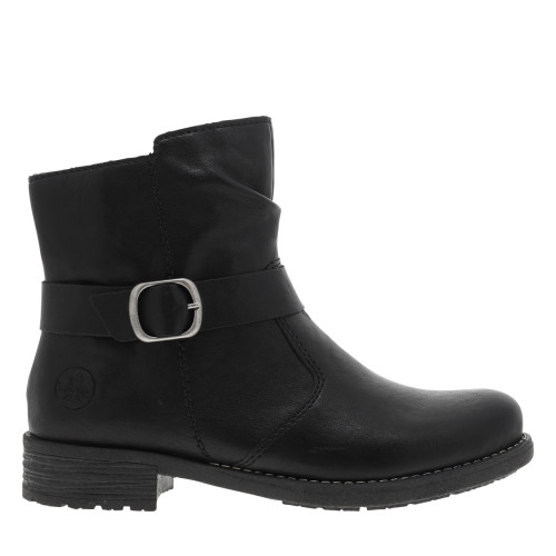 Thumbnail Boots noires à talon décroché bas avec un logo embossé sur le talon - Image 2