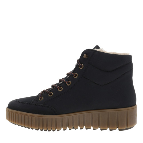 Thumbnail Bottines bleu marine à talon compensé bas avec un zip et des lacets ronds - Image 3