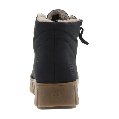 Thumbnail Bottines bleu marine à talon compensé bas avec un zip et des lacets ronds - Image 4