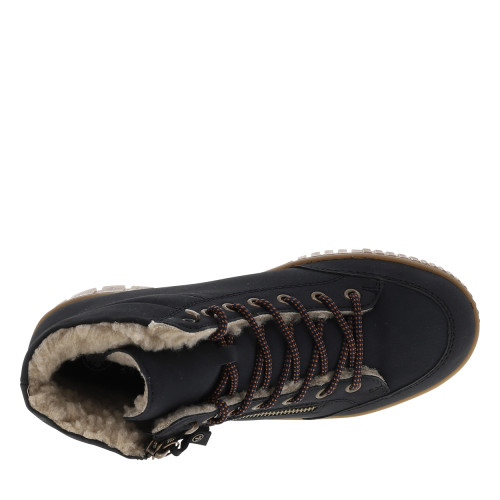 Thumbnail Bottines bleu marine à talon compensé bas avec un zip et des lacets ronds - Image 5