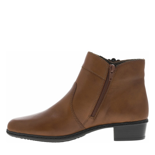 Thumbnail Boots en cuir cognac à talon décroché bas avec sangle décorative - Image 3