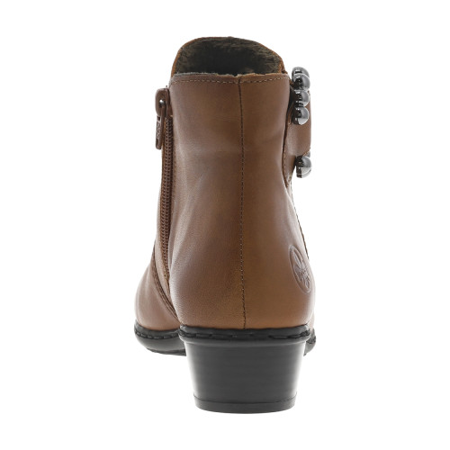 Thumbnail Boots en cuir cognac à talon décroché bas avec sangle décorative - Image 4